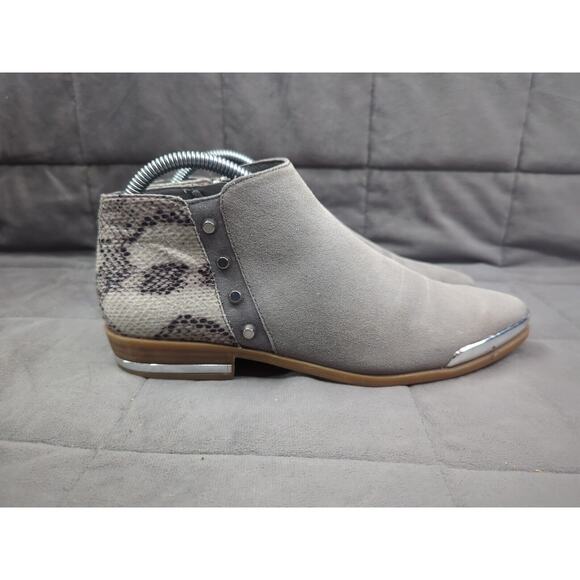 Fergie Booties Womens 8 Indigo, Talliogrey Suede Faux Snake Skin Zipper - Picture 6 of 16